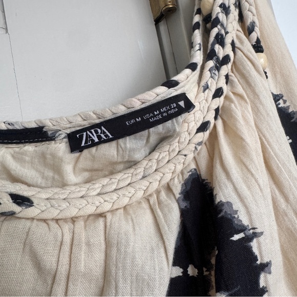 Zara asymmetrical one shoulder braided tie ikat maxi dress M - Picture 10 of 14